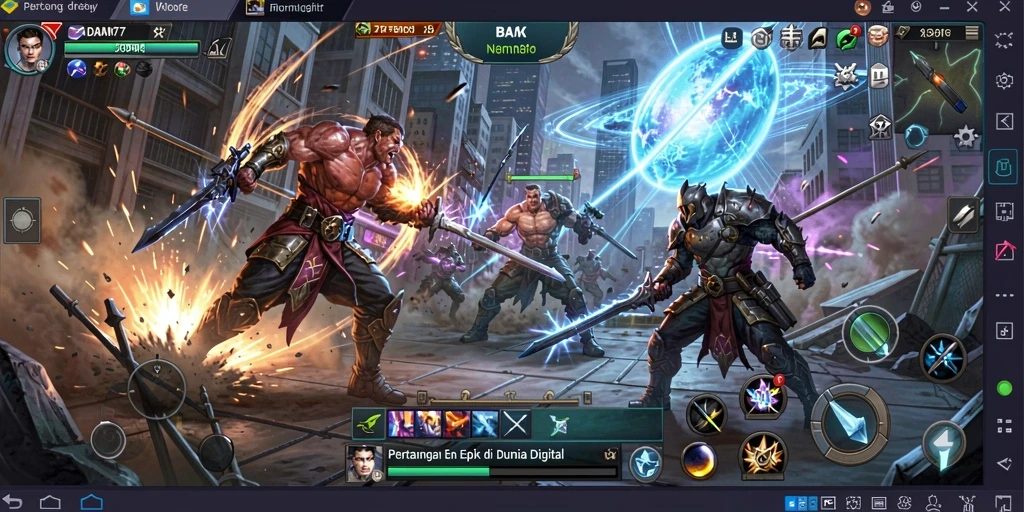 Screenshot ADAM77 menunjukkan pertarungan seru antara dua karakter.
