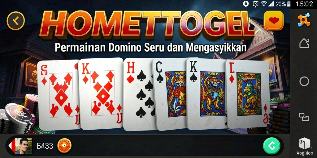 Screenshot gameplay HOMETOGEL dengan tampilan papan Domino yang menarik.