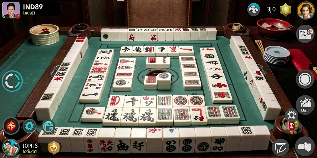 Tampilan gameplay seru dalam IND89, nikmati keseruan Mahjong.