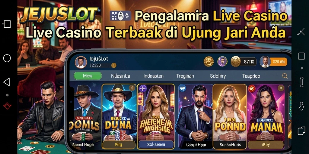 Screenshot gameplay JEJUSLOT menampilkan suasana kasino yang hidup dan interaktif.