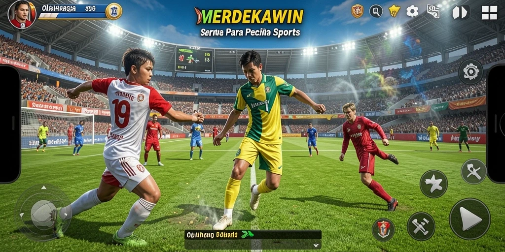 Screenshot menunjukkan gameplay kompetitif yang mendebarkan dari MERDEKAWIN.