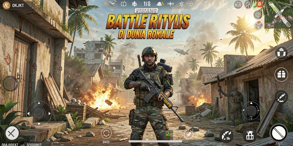 Tangkapan layar gameplay intens dari OKJKT di arena Battle Royale.