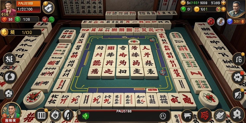 Screenshot gameplay PAUS188 dengan desain ubin Mahjong yang menarik.