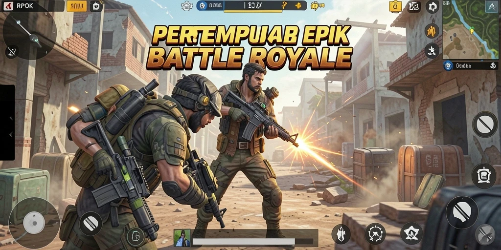 Tampilan gameplay RPOK yang mendebarkan dalam pertempuran Battle Royale.