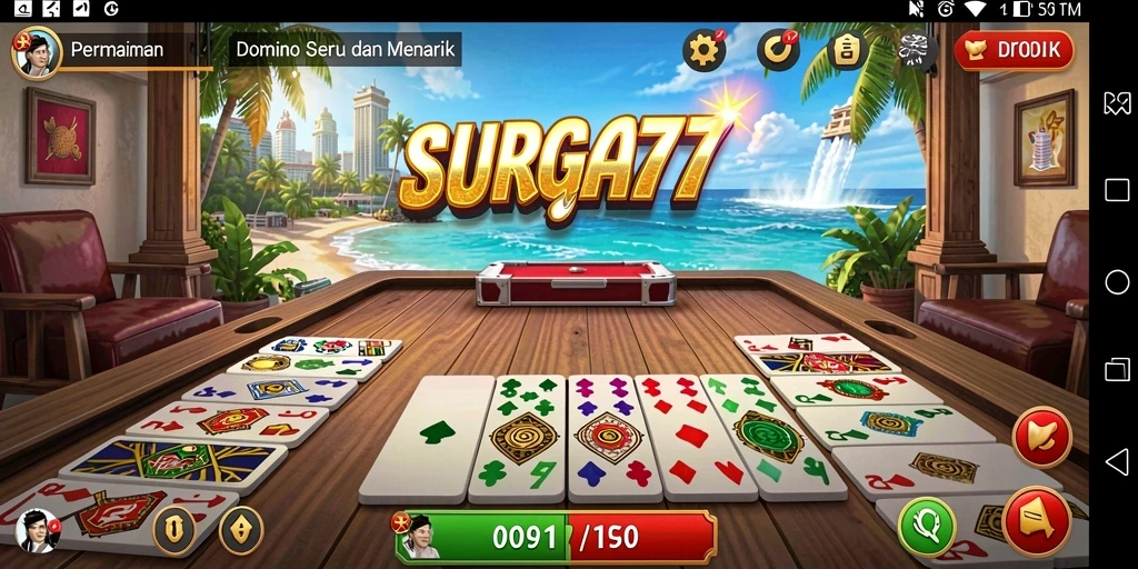Gameplay SURGA77 menampilkan aksi seru dari permainan Domino.